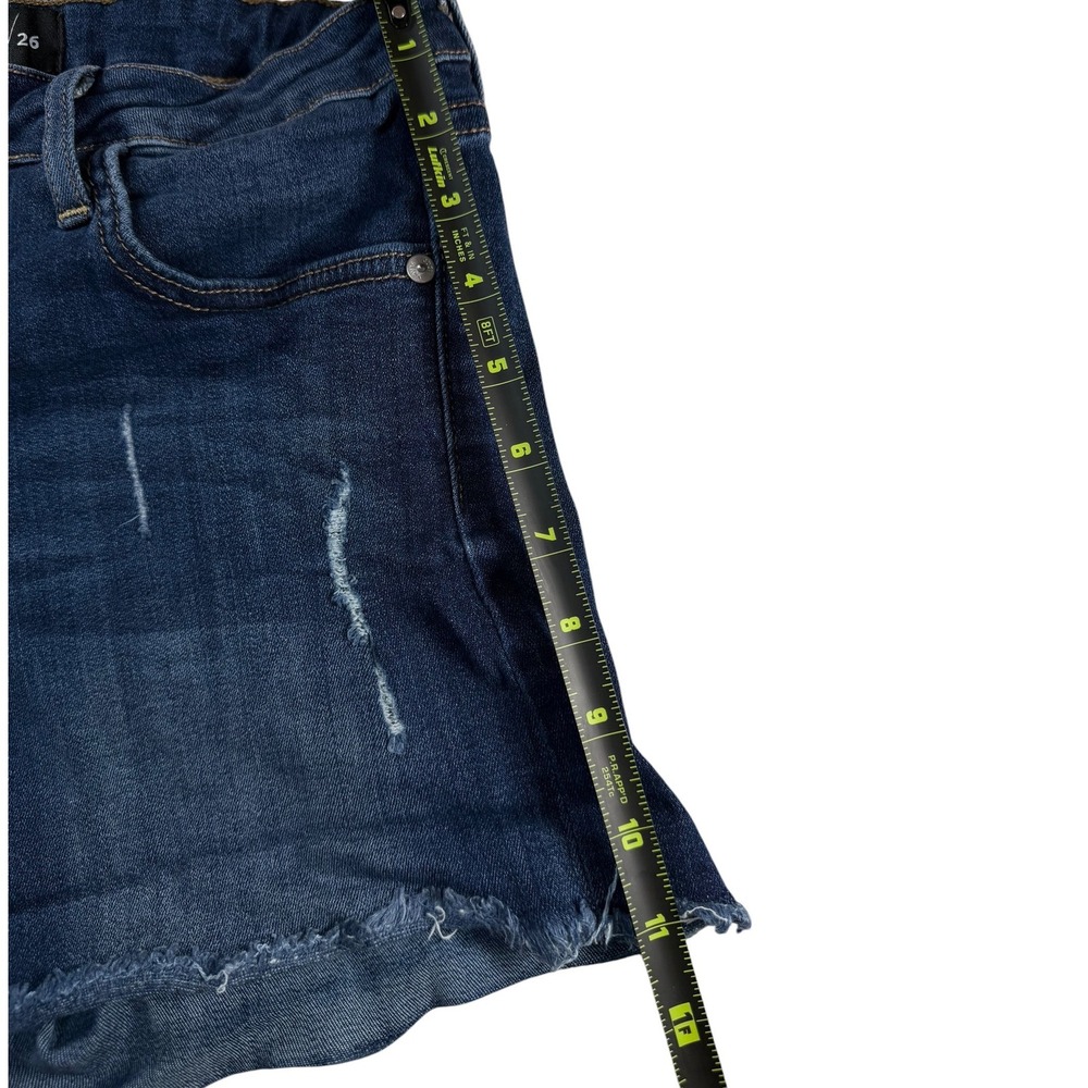 Just Black Denim Shorts Womens 26 Blue Excellent Distressed Raw Hem Made in USA - Picture 5 of 6